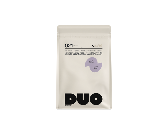 DUO Nutrition сухой полнорационный корм для взрослых собак мелких пород с ягненком и рисом - 1 кг