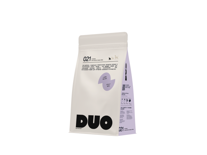 DUO Nutrition сухой полнорационный корм для взрослых собак мелких пород с ягненком и рисом - 1 кг