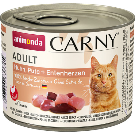 Animonda Carny Adult влажный корм для взрослых кошек с курицей, индейкой и сердцем утки - 200 г (6 шт в уп)