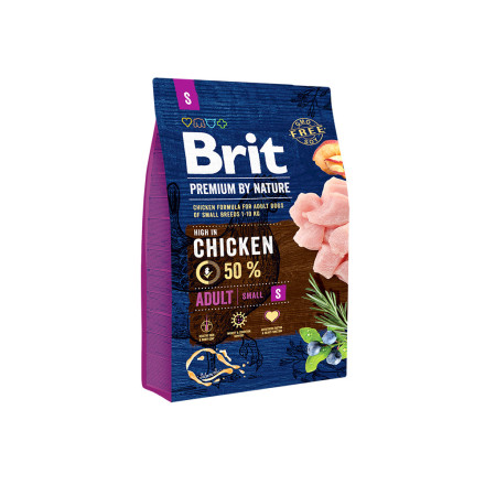 Brit Premium by Nature Adult S сухой корм для собак мелких пород с курицей - 3 кг