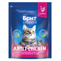 Брит Премиум Cat Adult сухой корм для взрослых кошек с курицей - 400 г