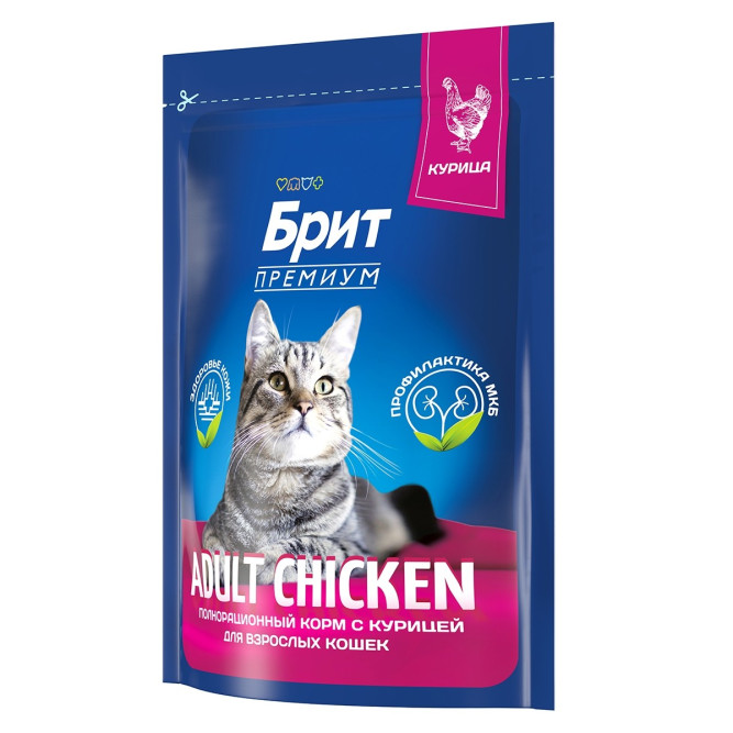 Брит Премиум Cat Adult сухой корм для взрослых кошек с курицей - 400 г