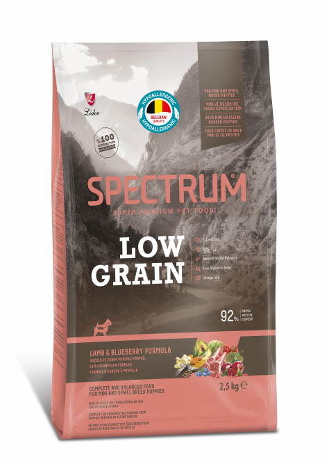 Spectrum Low Grain Puppy Mini And Small Breed сухой низкозерновой корм для щенков мелких пород с ягненком и черникой - 2,5 кг