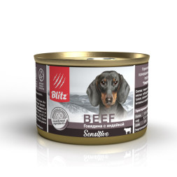 Blitz Sensitive консервы для собак всех пород, с индейкой и говядиной - 200 г х 24 шт