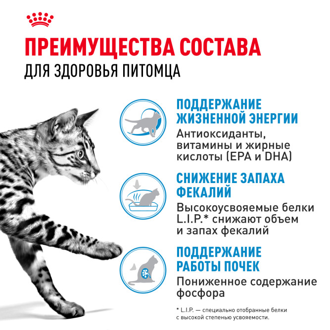 Royal Canin Feline Indoor 7+ сухой корм для пожилых кошек с 7 до 12 лет, постоянно проживающих в помещении - 400 г