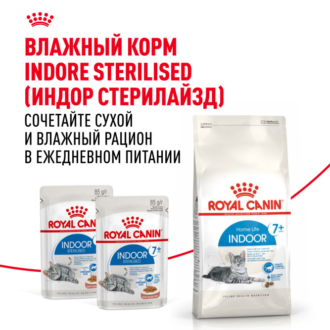 Royal Canin Feline Indoor 7+ сухой корм для пожилых кошек с 7 до 12 лет, постоянно проживающих в помещении - 400 г