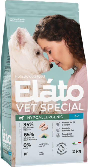 Elato Holistic Vet Special Hypoallergenic сухой диетический корм для собак при пищевой аллергии или непереносимости, с рыбой - 2 кг
