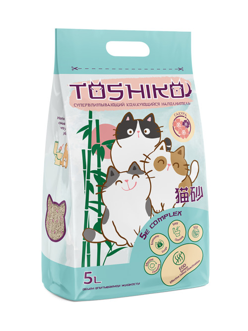 Toshiko Сакура наполнитель комкующийся древесный - 1,9 кг (5 л)