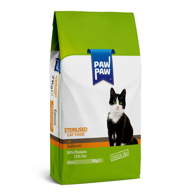 Pawpaw Sterilised Cat Food with Salmon сухой корм для стерилизованных кошек с лососем - 7 кг