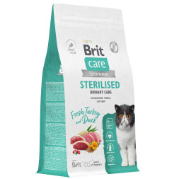 Brit Care Cat Sterilised Urinary Care сухой корм для стерилизованных кошек для профилактики МКБ, с индейкой и уткой - 1,5 кг