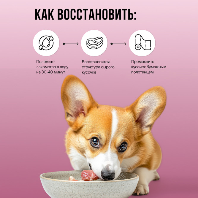 BOWL WOW лакомство сублимированное для взрослых собак и щенков всех пород, легкое говяжье - 30 г