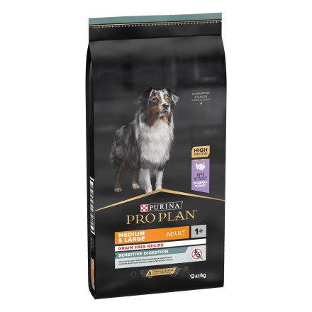Purina Pro Plan Optidigest Grain Free сухой беззерновой корм для взрослых собак средних и крупных пород с чувствительным пищеварением с индейкой - 12 кг