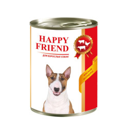 Happy Friend влажный корм для взрослых собак мясное ассорти, в консервах - 410 г х 12 шт
