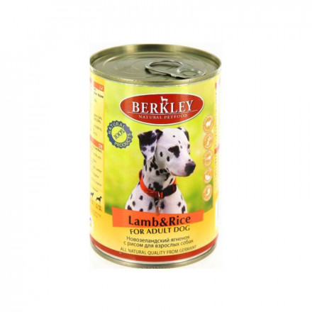 Berkley Adult Dog Lamb &amp; Rice паштет для взрослых собак с натуральным мясом ягнёнка, рисом и ароматным бульоном - 400 г х 6 шт