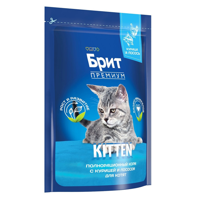Брит Премиум Cat Kitten сухой корм для котят с курицей и лососем - 400 г