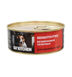 Go' Kitchen беззерновой влажный корм для взрослых собак и щенков с чувствительным пищеварением, с телятиной - 100 г х 12 шт