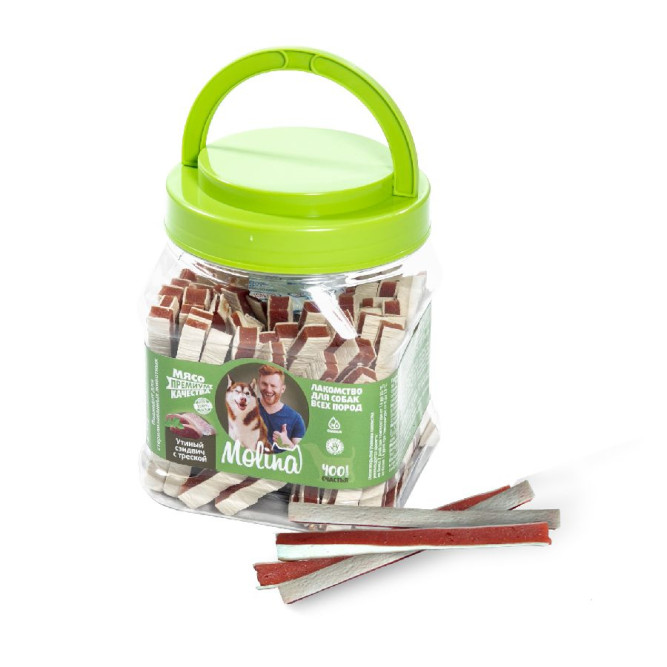 Molina лакомство для собак всех пород "Утиный сэндвич с треской" - 400 г