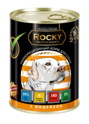 Rocky влажный корм для взрослых собак мясное ассорти с индейкой, в консервах - 340 г х 12 шт