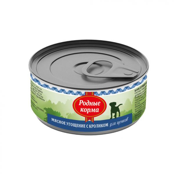 Родные корма Мясное угощение с Кроликом консервы для щенков - 100 г х 24 шт