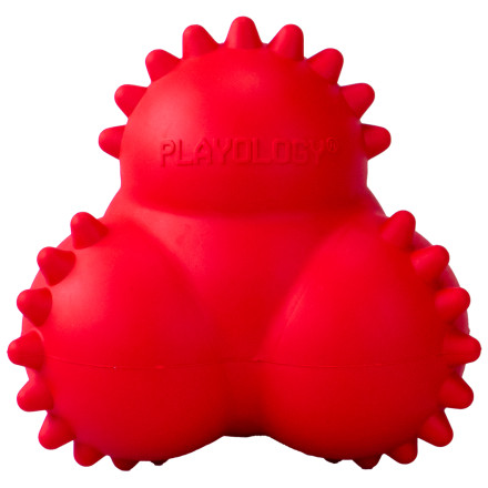 Playology SQUEAKY BOUNCE BALL дентальный хрустящий жевательный тройной мяч для щенков с ароматом говядины, красный