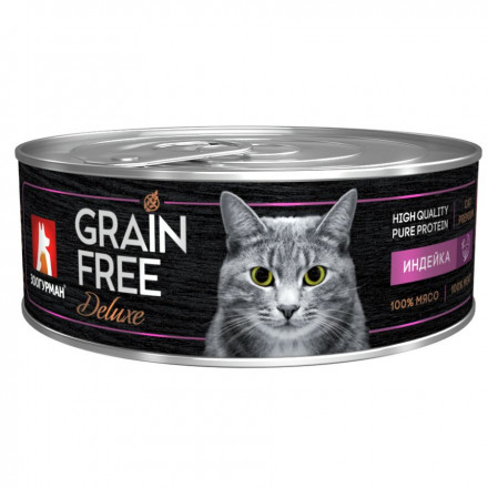 Зоогурман Grain Free Deluxe влажный корм для взрослых кошек, с индейкой - 100 г x 24 шт