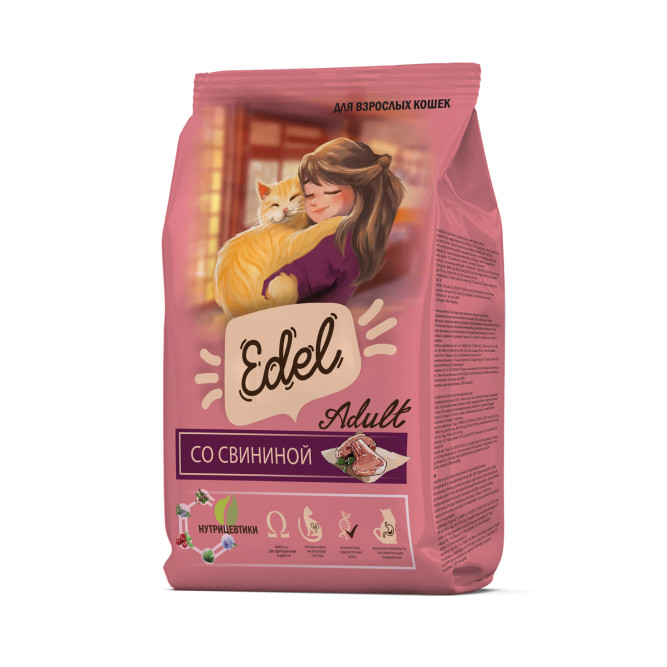 Edel Adult Pork сухой корм для взрослых кошек, со свининой - 400 г