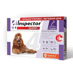 Inspector Quadro С капли от наружных и внутренних паразитов для собак весом 10-25 кг - 1 пипетка
