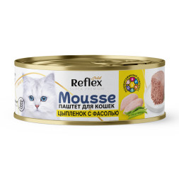 Reflex Gold влажный корм для взрослых кошек, цыпленок с фасолью, паштет - 100 г х 8 шт