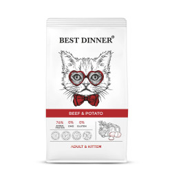 Best Dinner Adult &amp; Kitten Beef &amp; Potato сухой корм для котят с 1 месяца и взрослых кошек с говядиной и картофелем - 400 г