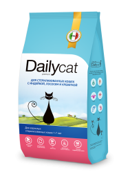 Dailycat сухой корм для стерилизованных кошек с индейкой, лососем и креветкой - 400 г