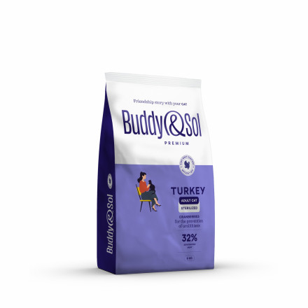 Buddy&amp;Sol Premium Sensitive сухой корм для взрослых кошек с чувствительным пищеварением с индейкой - 8 кг