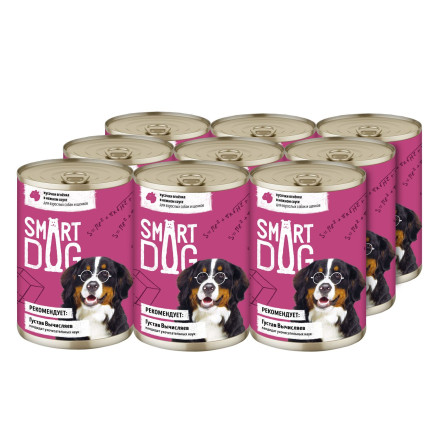 Smart Dog консервы для взрослых собак и щенков с ягненком кусочки в соусе - 400 г х 9 шт
