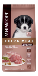 Мираторг Extra Meat сухой корм для щенков средних пород в возрасте от 3 до 12 месяцев, с нежной телятиной - 10 кг