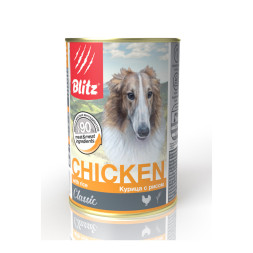 Blitz Classic консервы для собак всех пород, с курицей и рисом - 400 г х 24 шт