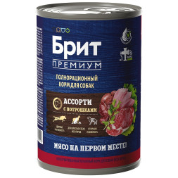 Брит Премиум by Nature консервы для собак всех пород мясное ассорти с потрошками - 410 г х 6 шт