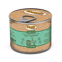Organic Сhoice влажный корм для взрослых собак мелких и средних пород гусь с гречкой, в консервах - 240 г х 12 шт