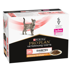 Purina Pro Plan Veterinary Diets DM ST/OX Diabetes Management диетический влажный корм для кошек при сахарном диабете, с курицей в соусе, в паучах - 85 г х 10 шт