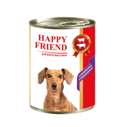 Happy Friend влажный корм для взрослых собак с говядиной и бараниной, в консервах - 410 г х 12 шт
