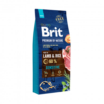 Brit Premium By Nature Sensitive сухой корм для собак с чувствительным пищеварение с ягненком и рисом - 15 кг