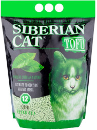 Сибирская Кошка Тофу комкующийся наполнитель для кошачьего туалета, зеленый чай - 12 л