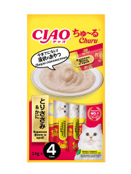 Inaba Ciao Churu лакомство-пюре для взрослых кошек с куриным филе и крабом - 14 г х 4 шт