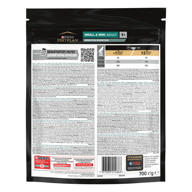 Pro Plan Adult Small&amp;Mini Sensitive Digestion сухой корм для собак мелких пород с чувствительным пищеварением с ягненком и рисом - 700 гр