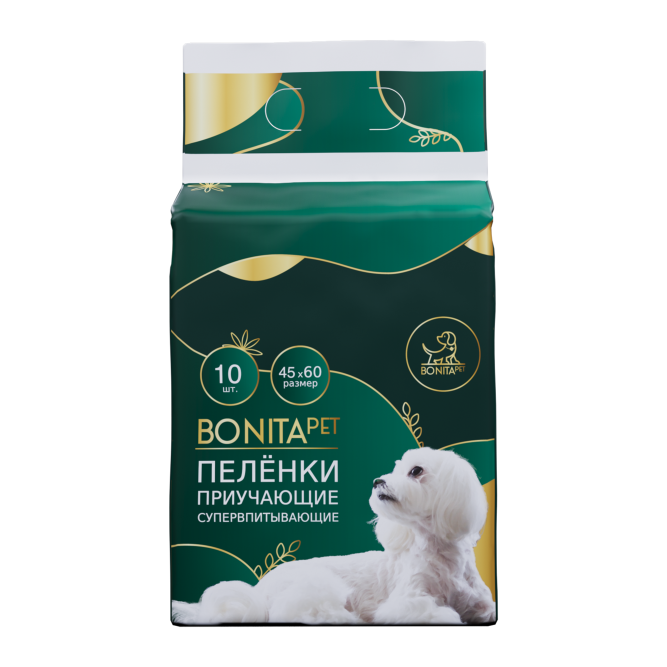 BONITAPET пеленки для животных приучающие супервпитывающие, 45x60 см - 10 шт