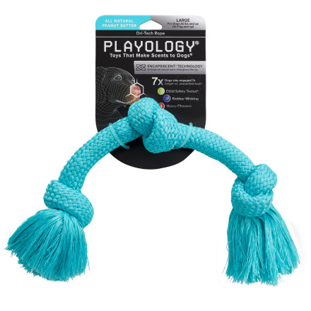 Playology DRI-TECH ROPE жевательный канат для собак с ароматом арахиса, большой, голубой