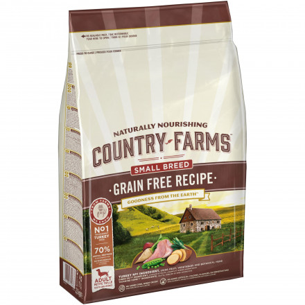Country Farms сухой беззерновой полнорационный корм для взрослых собак мелких пород с высоким содержанием индейки - 2,5 кг