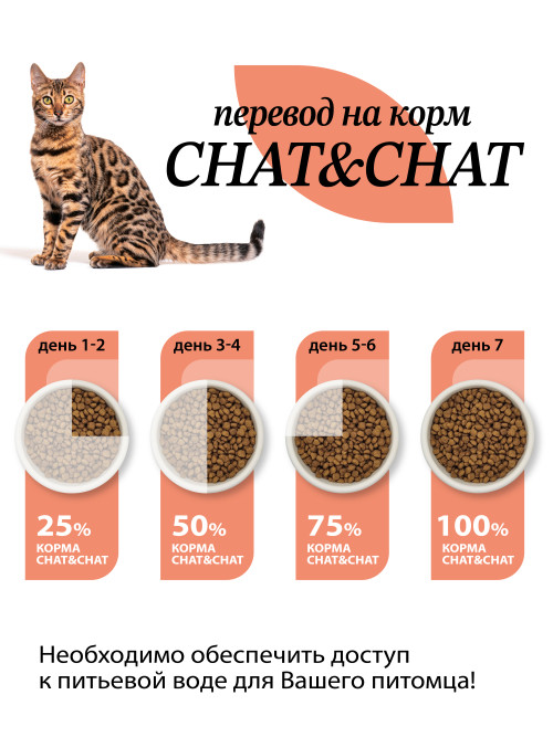 Chat&amp;Chat Adult Sterilized Salmon сухой корм для взрослых стерилизованных кошек со вкусом лосося - 900 г