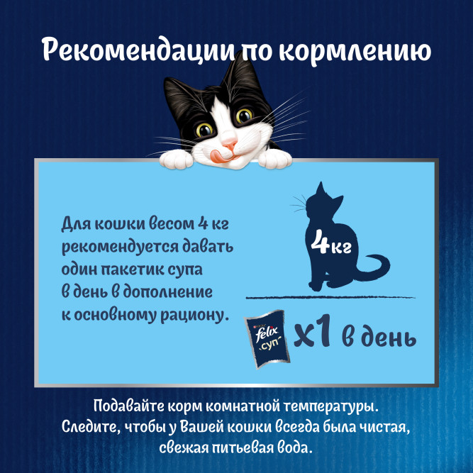 Felix неполнорационный влажный корм для взрослых кошек, суп с сочными ломтиками утки, в паучах - 48 г х 36 шт