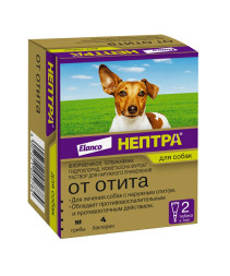 Нептра ушные капли для лечения отитов у собак - 2 пипетки