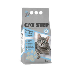 Cat Step Compact Grey Original наполнитель минеральный комкующийся для кошачьего туалета без ароматизатора - 8 кг