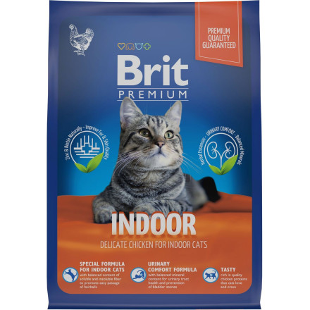Brit Premium Cat Indoor сухой корм для кошек домашнего содержания с курицей - 400 г